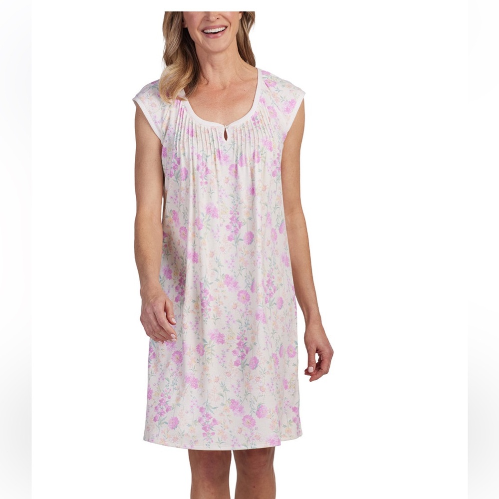Miss Elaine Women's Sleeveless Floral Nightgown,size medium